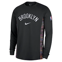 Men's Nike  Black Brooklyn Nets 2025/26 City Edition Authentic Pregame Dri-FIT Long Sleeve Shooting T-Shirt