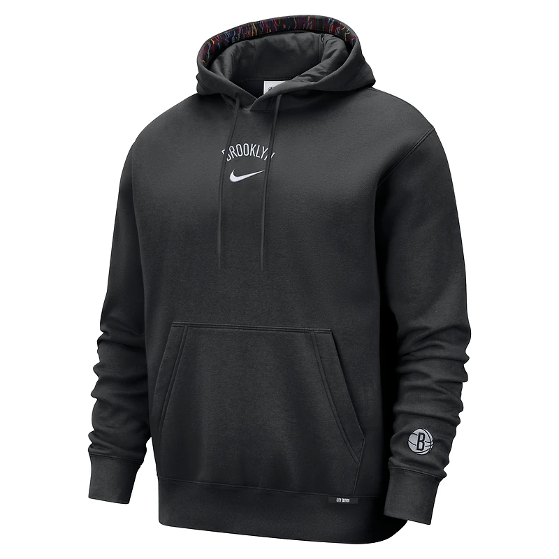 Men's Nike Black Brooklyn Nets 2025/26 City Edition Courtside Remix Premium Hoodie