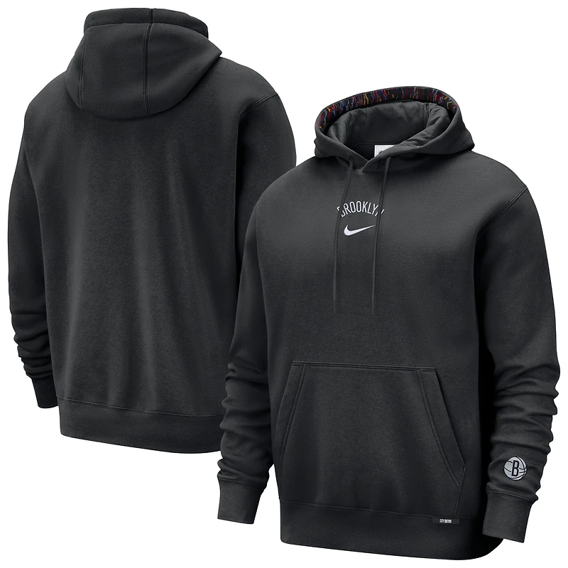 Men's Nike Black Brooklyn Nets 2025/26 City Edition Courtside Remix Premium Hoodie