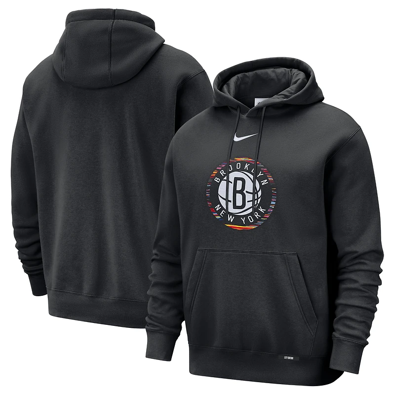 Men's Nike  Black Brooklyn Nets 2025/26 City Edition Essential Logo Remix Hoodie