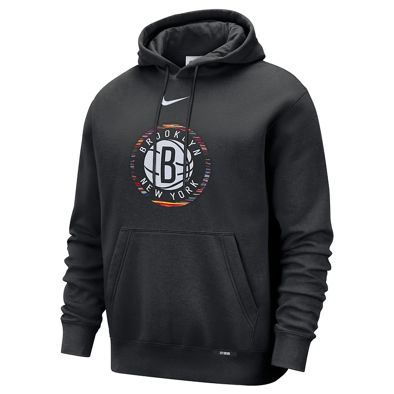 Men's Nike  Black Brooklyn Nets 2025/26 City Edition Essential Logo Remix Hoodie