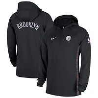 Veste à capuche Nike Brooklyn Nets City édition Remix authentique noire pour homme, fermeture éclair au quart, technologie Dri-FIT, 2025/26