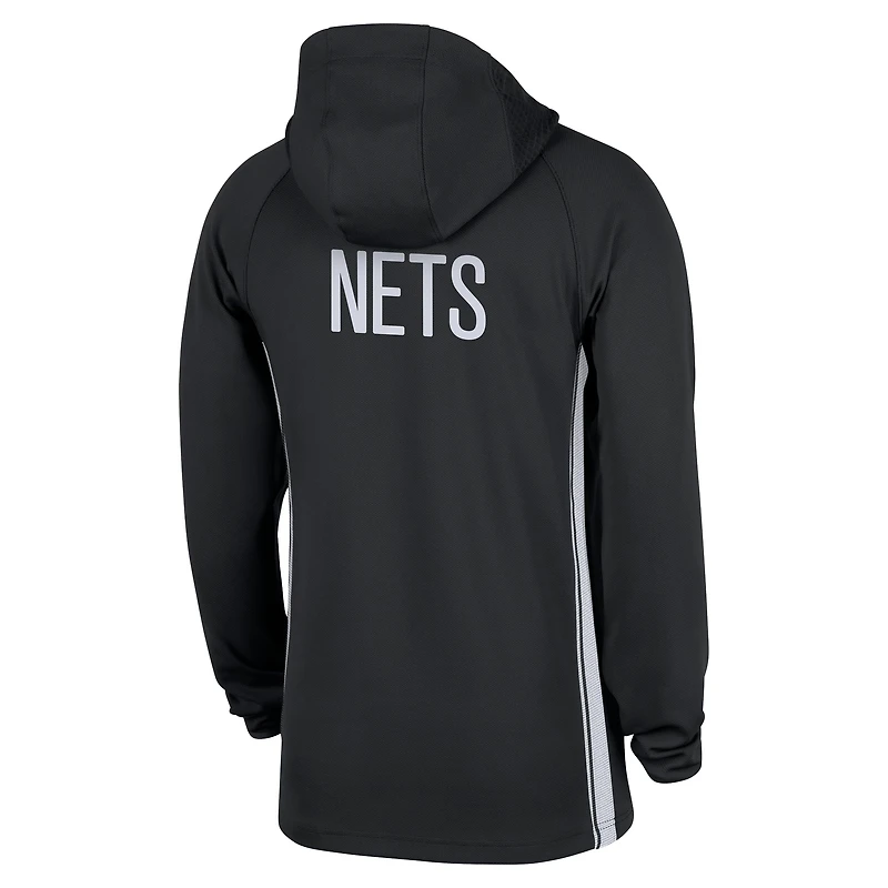 Veste à capuche Nike noire Authentic On Court Zone Dri-FIT pour homme, style Brooklyn Nets