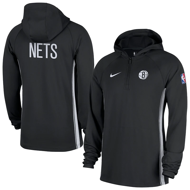 Veste à capuche Nike noire Authentic On Court Zone Dri-FIT pour homme, style Brooklyn Nets