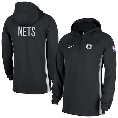 Veste à capuche Nike noire Authentic On Court Zone Dri-FIT pour homme, style Brooklyn Nets