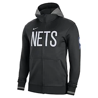 Sweat à capuche entièrement zippé Nike Brooklyn Nets Authentic Showtime Performance pour homme - Noir