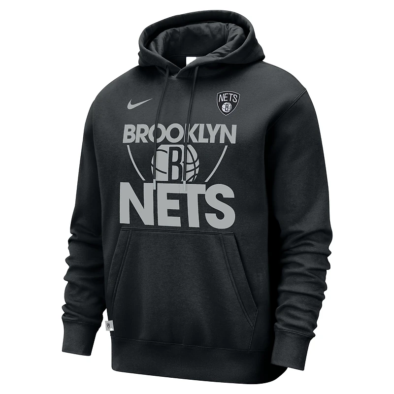 Men's Nike Black Brooklyn Nets Courtside Club Pullover Hoodie