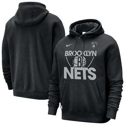 Men's Nike Black Brooklyn Nets Courtside Club Pullover Hoodie