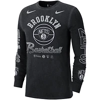T-shirt à manches longues Nike Brooklyn Nets Courtside Retro Elevated pour homme, noir