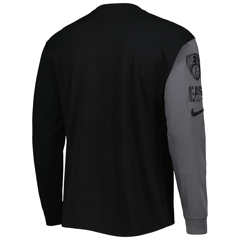 Men's Nike Black Brooklyn Nets Courtside Versus Flight MAX90 Long Sleeve T-Shirt