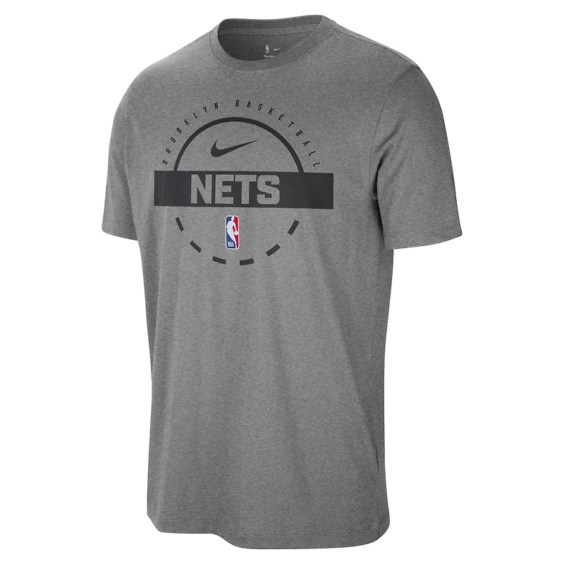 T-shirt d'entraînement authentique Nike pour homme, couleur charbon, des Brooklyn Nets