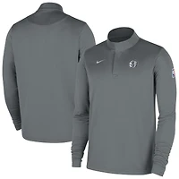 Haut Nike gris Brooklyn Nets 2025/26 Authentic Coaches à quart de zip Dri-Fit pour homme