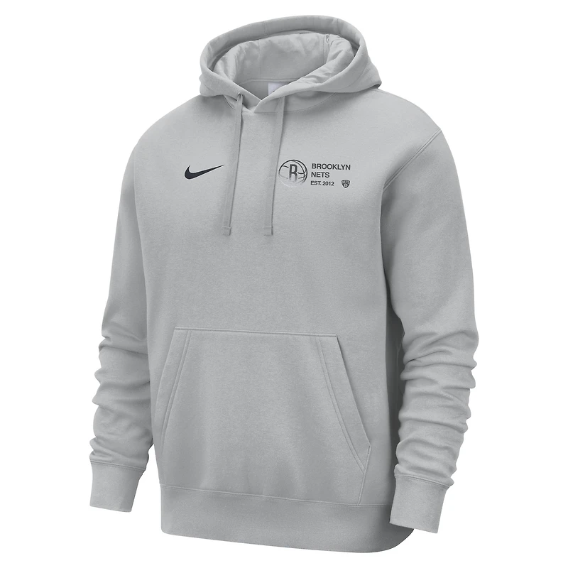 Sweat à capuche Nike gris Brooklyn Nets Courtside Club pour homme