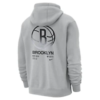 Sweat à capuche Nike gris Brooklyn Nets Courtside Club pour homme
