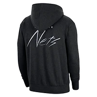 Men's Nike Heather Black Brooklyn Nets Courtside Versus Flight Pullover Hoodie