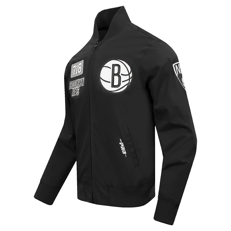 Veste zippée en sergé noir Pro Standard pour homme Brooklyn Nets Area Code