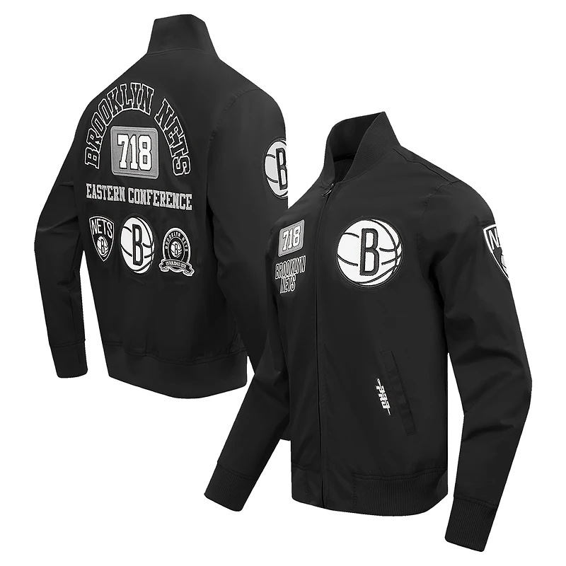 Men's Pro Standard Black Brooklyn Nets Area Code Twill Full-Zip Jacket