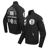 Men's Pro Standard Black Brooklyn Nets Area Code Twill Full-Zip Jacket
