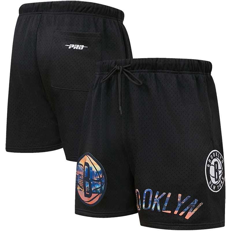 Short en maille Brooklyn Nets City Scape noir Pro Standard pour homme