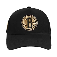 Men's Pro Standard  Black Brooklyn Nets  Metallic Logo Pinch Front Adjustable Hat
