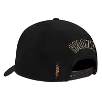 Men's Pro Standard  Black Brooklyn Nets  Metallic Logo Pinch Front Adjustable Hat