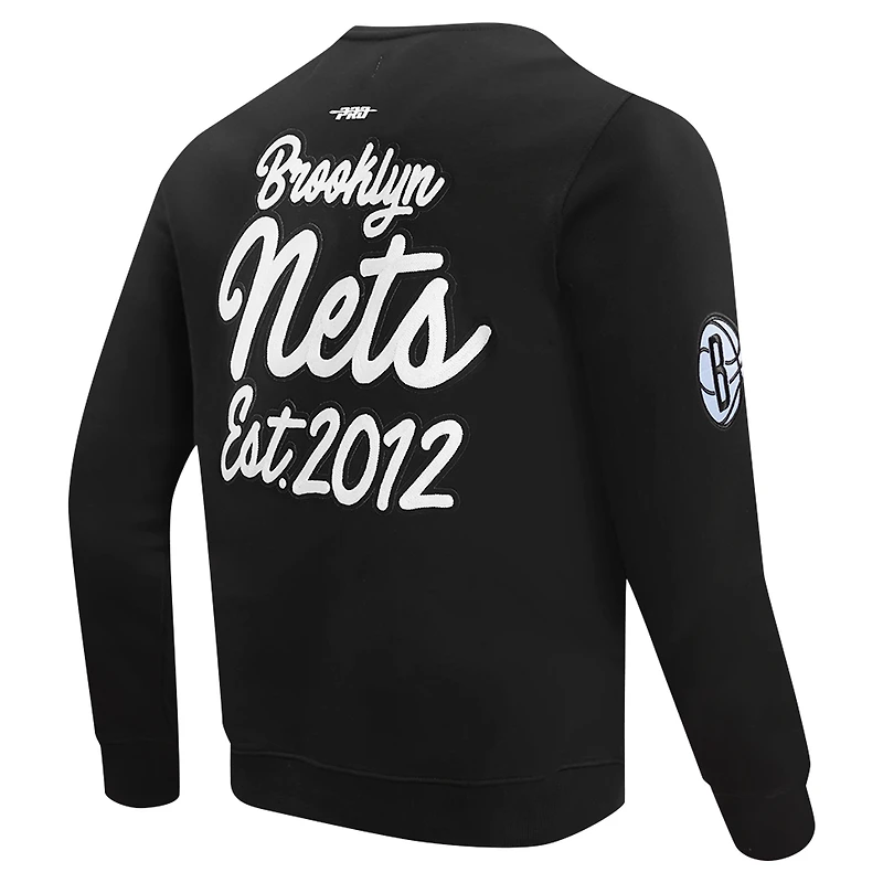 Men's Pro Standard Black Brooklyn Nets Paint the City Drop Shoulder Sweatshirt