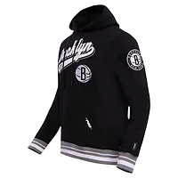 Men's Pro Standard Black Brooklyn Nets Script Tail Pullover Hoodie