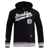 Men's Pro Standard Black Brooklyn Nets Script Tail Pullover Hoodie