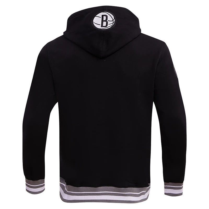 Men's Pro Standard Black Brooklyn Nets Script Tail Pullover Hoodie