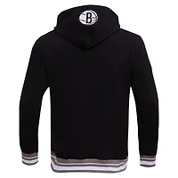 Men's Pro Standard Black Brooklyn Nets Script Tail Pullover Hoodie