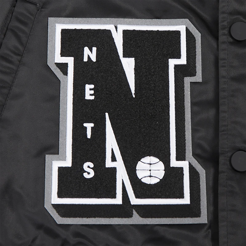 Men's Pro Standard Black Brooklyn Nets Sublimated Satin Full-Snap Jacket