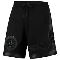 Men's Pro Standard Brooklyn Nets Triple Black Gloss Logo Shorts