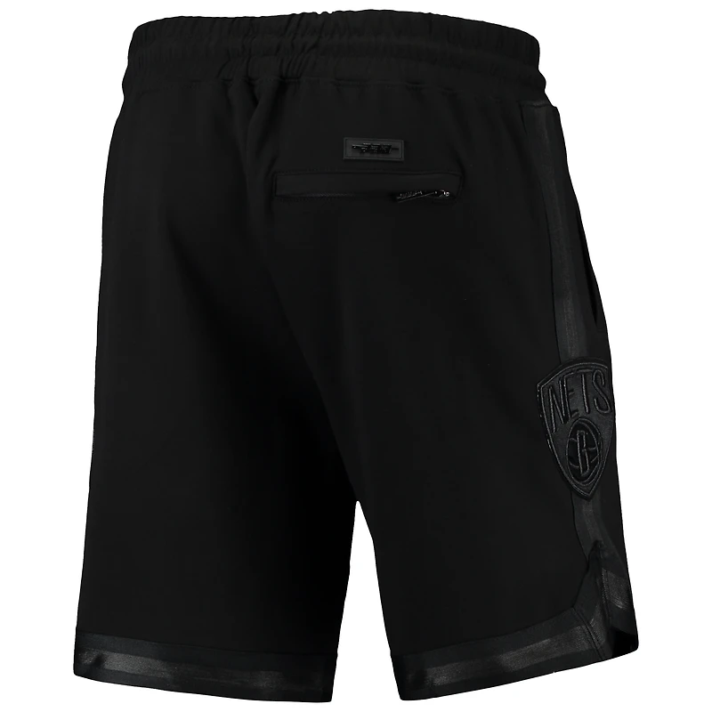 Men's Pro Standard Brooklyn Nets Triple Black Gloss Logo Shorts