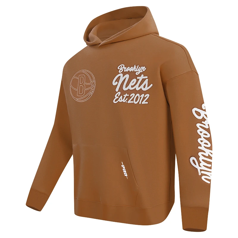 Men's Pro Standard Brown Brooklyn Nets Paint the City Drop Shoulder Pullover Hoodie