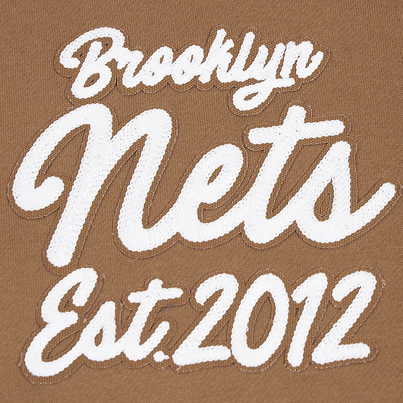 Men's Pro Standard Brown Brooklyn Nets Paint the City Drop Shoulder Pullover Hoodie