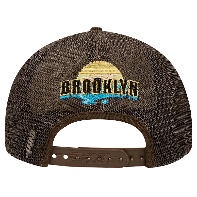 Men's Pro Standard Cream/Brown Brooklyn Nets Glint Sunset Snapback Hat