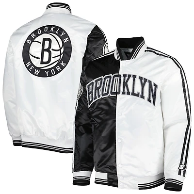 Veste à boutons-pression en satin Fast Break Brooklyn Nets Starter noir/blanc pour homme