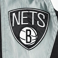 Men's Starter Black Brooklyn Nets Body Check Raglan Hoodie Half-Zip Jacket