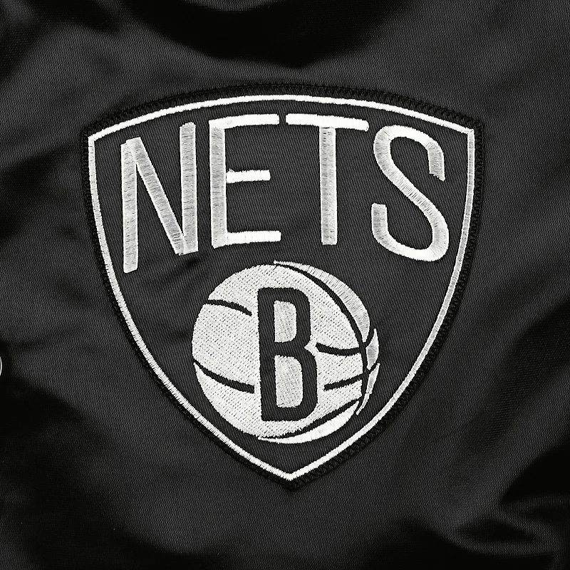 Veste universitaire Starter Black Brooklyn Nets Pick & Roll en satin à boutons-pression pour homme