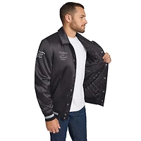 Men's Tommy Jeans Black Brooklyn Nets Jacob Chain Stitch Applique Full-Snap Varsity Jacket