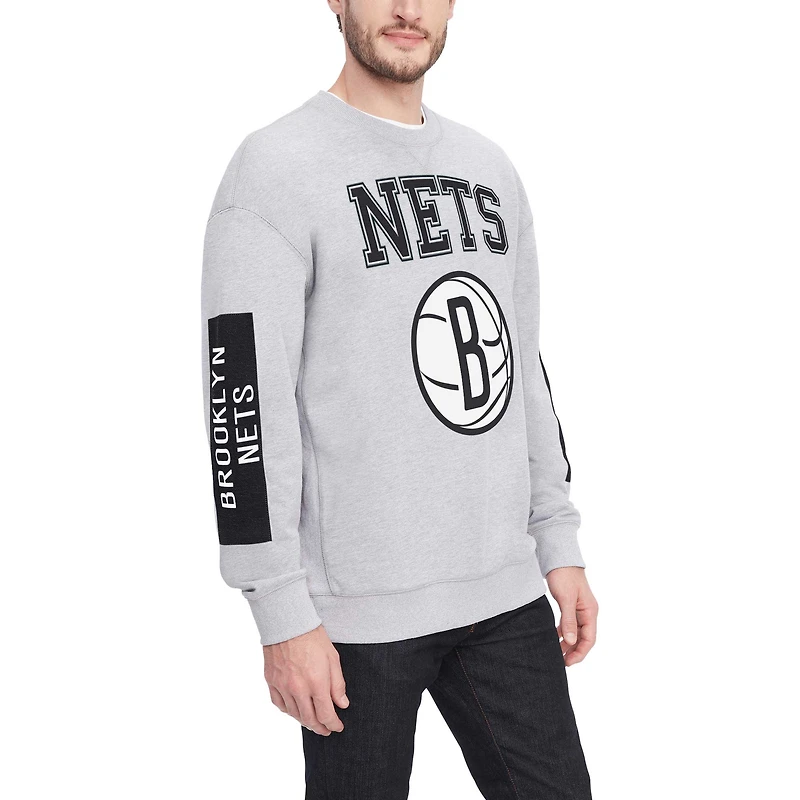 Sweat-shirt à col rond Tommy Jeans pour hommes, gris chiné, Brooklyn Nets Hayes