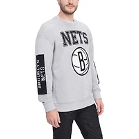 Men's Tommy Jeans Heather Gray Brooklyn Nets Hayes Crew Neck Pullover Sweatshirt