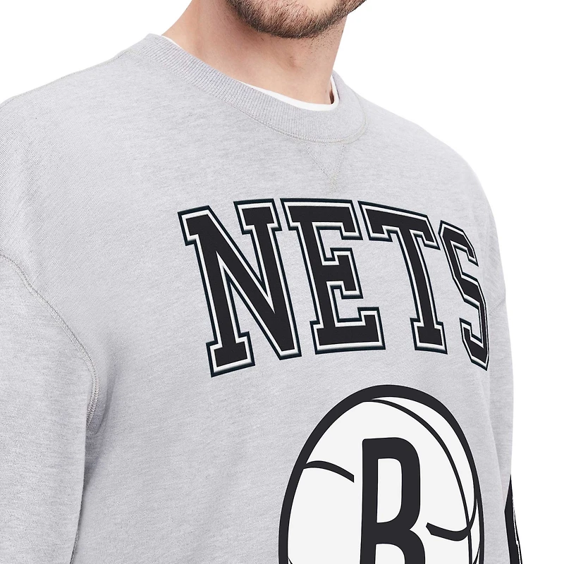 Sweat-shirt à col rond Tommy Jeans pour hommes, gris chiné, Brooklyn Nets Hayes
