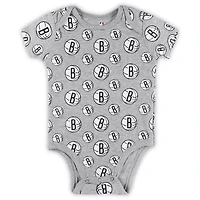 Newborn & Infant Gray Brooklyn Nets Two-Pack Double Up Bodysuit Set