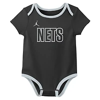 Newborn & Infant Jordan Brand Brooklyn Nets Statement Edition Three-Pack Bodysuit Set