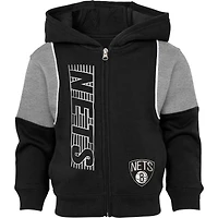 Black Brooklyn Nets Shot Caller préscolaire - Ensemble sweat à capuche et pantalon entièrement zippé