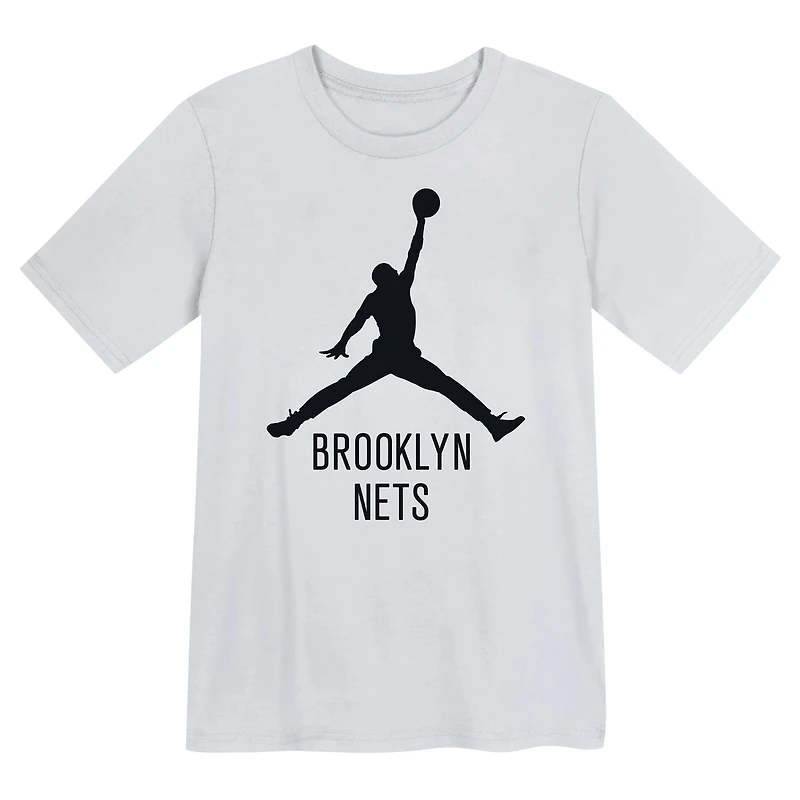 Preschool Jordan Brand White Brooklyn Nets Essential Jumpman T-Shirt