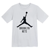 Preschool Jordan Brand White Brooklyn Nets Essential Jumpman T-Shirt