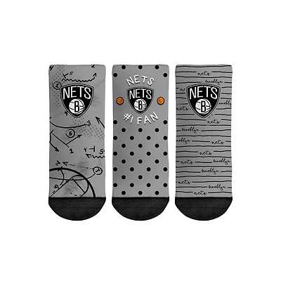 Toddler Rock Em Socks Brooklyn Nets #1 Fan 3-Pack Crew Socks Set