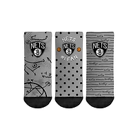 Toddler Rock Em Socks Brooklyn Nets #1 Fan 3-Pack Crew Socks Set